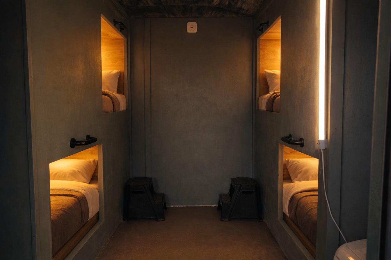 Camp Nackte bunkhouse interior